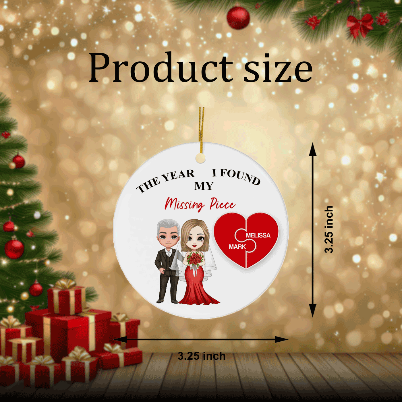 Personalized Christmas Couple Ceramic Ornament - The Year I Found My Missing Piece